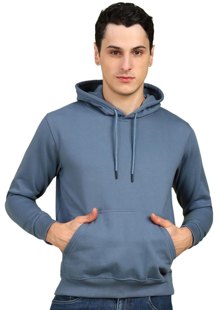 Alan Jones Clothing Men’s Solid Hooded Sweatshirt | Drawstring Hood, Kangaroo Pocket, Ribbed Hem | Regular Fit | Sizes S–5XL | Multiple Colors