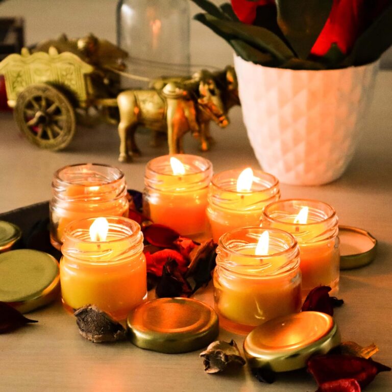 Pure Source India 20gm Mini Jar Scented Candle – Long-Lasting Fragrance, Travel Size Aromatherapy Candle – Ideal for Gifting, Home Décor & Relaxation (Sandalwood) (Pack of 12)