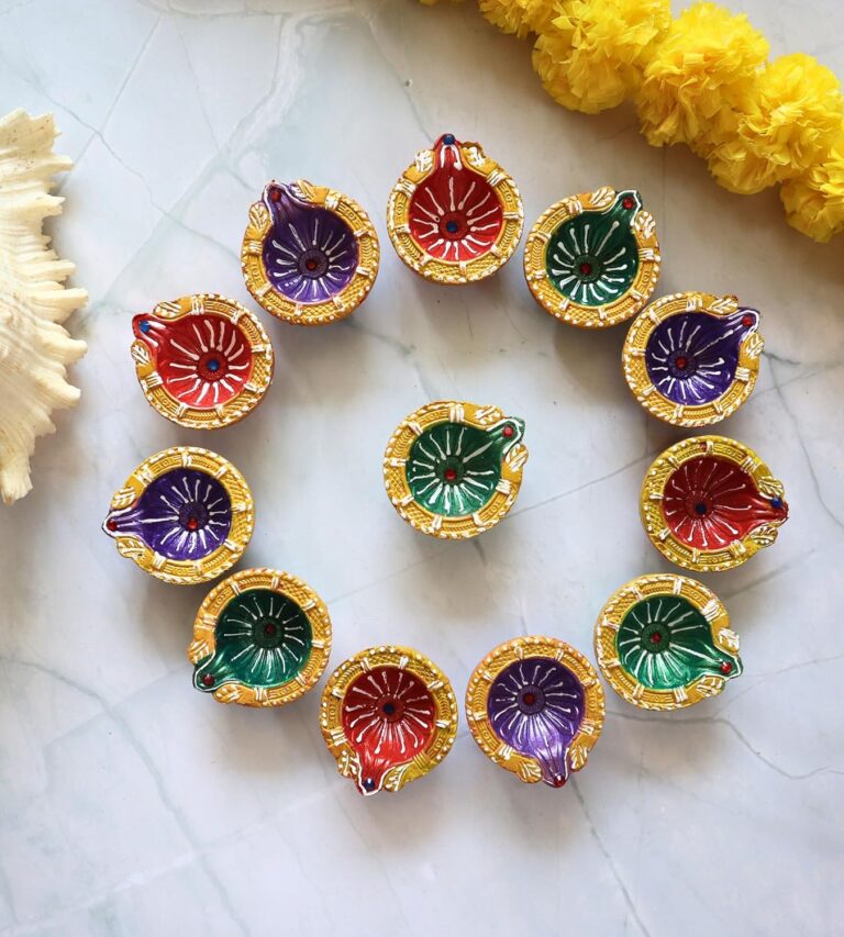 Indian Karigar 12 Diyas for Diwali Festival Diwali Diya for Diwali Decoration Items for Home Decor Terracotta Decorative Diyas for Diwali Diyas for Decoration Diwali Gift Hampers (Diya for Diwali)